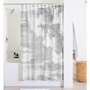 NEW West Elm Gray Etched Cloud Shower Curtain